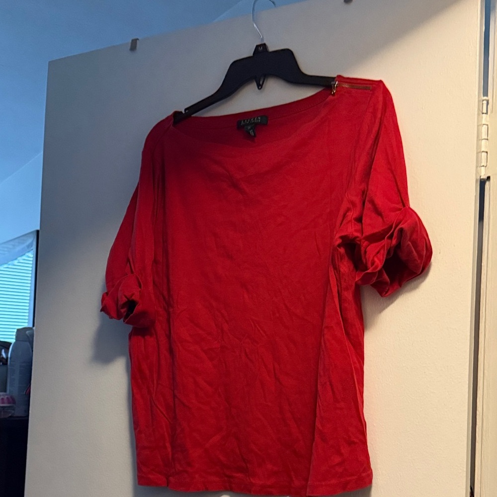 Lauren Ralph Lauren Bold Red Short Sleeve Top